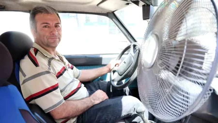 Adanalı Şoför Sıcak Hava İçin Vantilatörle Kreatif Tahlil Buldu
